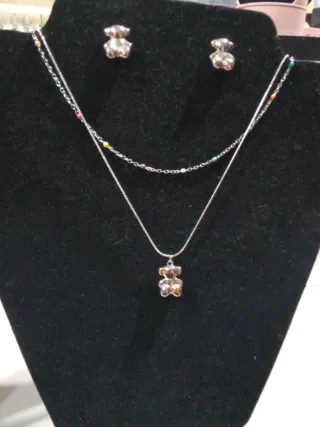 Conjunto Tous Acero Inoxidable Oso 3D