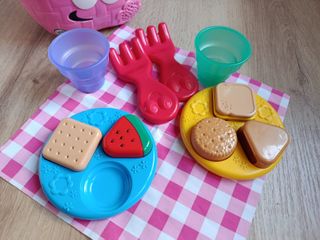 Cesta de picnic infantil rosa y morada