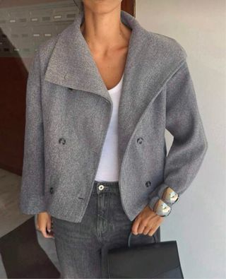 Cappotto corto grigio donna