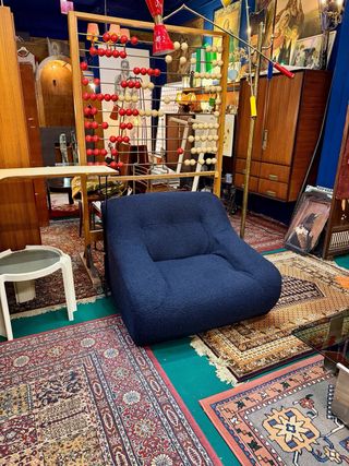 Butaca italiana vintage tela azul