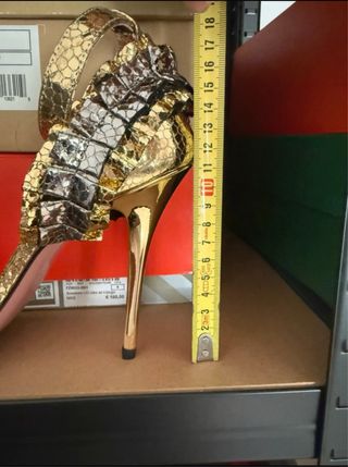 Sandali tacco oro e multicolor