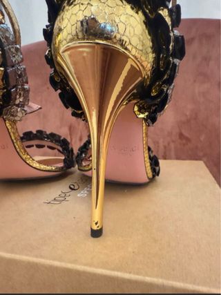 Sandali tacco oro e multicolor