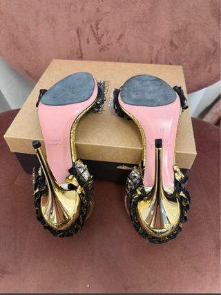 Sandali tacco oro e multicolor