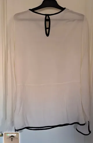 Blusa blanco roto Zara manga larga lazo XS