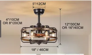Ventilador y lampara de techo rústica metal madera