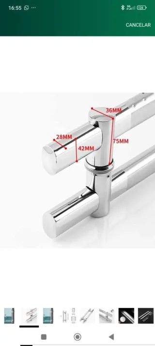 Tirador de puerta doble cromado