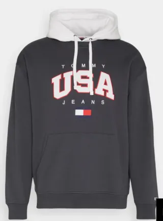 Tommy Jeans - Felpa USA - Grigio Bianco