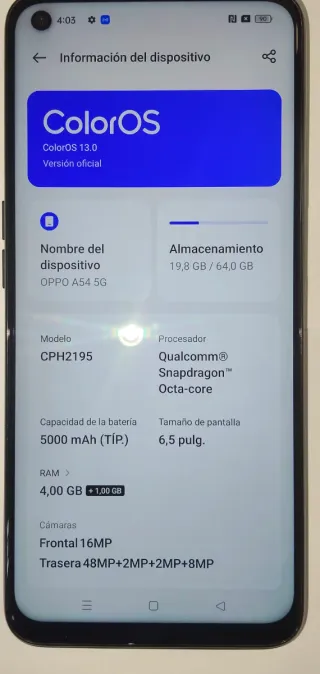 Oppo A54 5G Nero 64GB