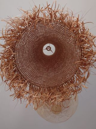 Pantalla lámpara techo yute flecos