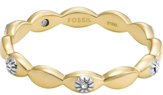 Fossil Anillo Acero con Piedras Semipreciosas