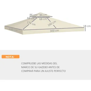 Techo de reemplazo para carpa 3x3m crema
