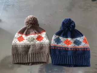 Berretti invernali per bambini 2-3 anni (marrone e blu)