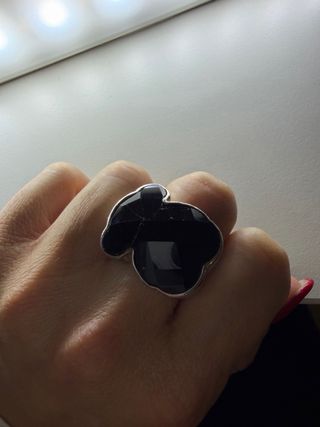 Anillo Oso Tous Ónix Negro y Plata