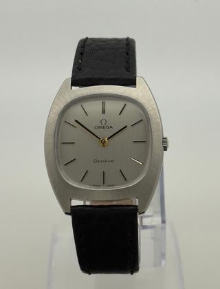 Orologio Omega Genève in Argento con Cinturino in Pelle Nero