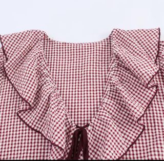 Blusa mujer nueva cuadros volantes lazo talla S