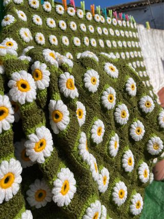 manta patchwork de MARGARITAS PRECIOSA hecha amano