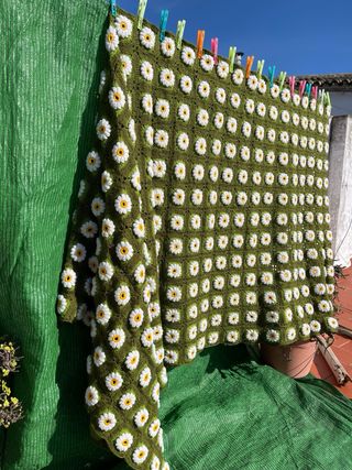 manta patchwork de MARGARITAS PRECIOSA hecha amano