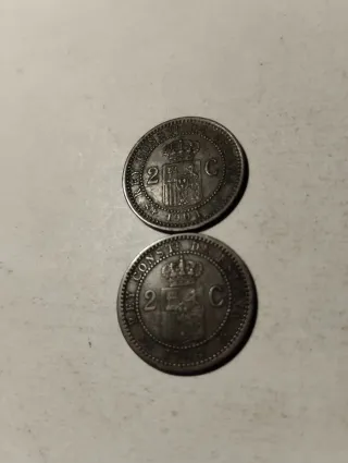 2 Monedas Alfonso XIII 2 Céntimos 1904.