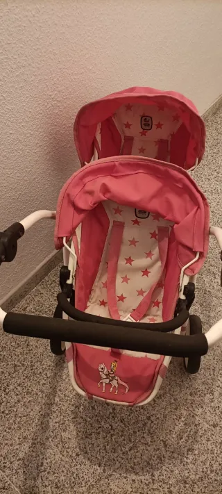 Sillita gemelar de juguete rosa y blanco