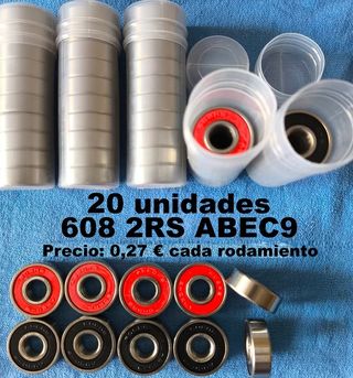 20 Rodamientos 608 2RS ABEC-9 Patines Skate
