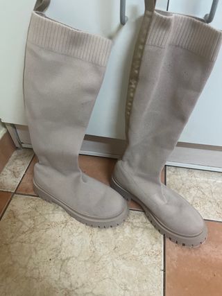 Botas tela elástica beige