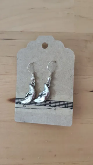 Pendientes luna plateada idea regalo original