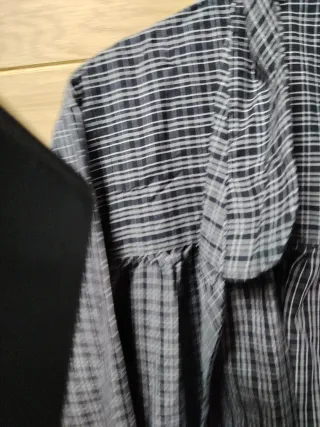 Blusón de cuadros gris y blanco