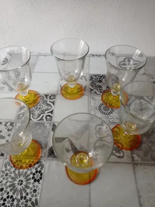 Set 6 Bicchieri Vetro Arancio Grandi