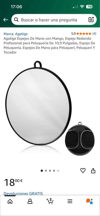 Espejo de mano redondo