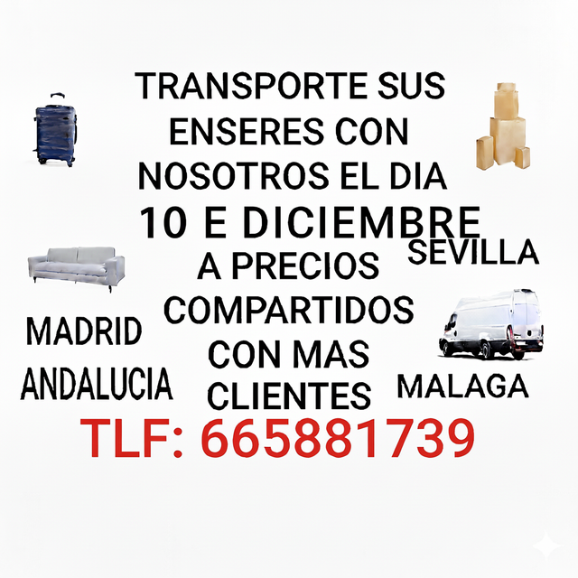 portes y mudanzas madrid,sevilla,malaga 50%