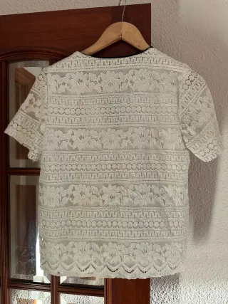 Blusa Mango Encaje Blanca Talla S
