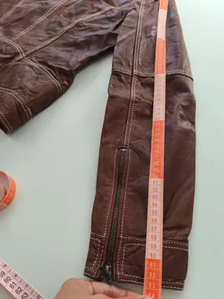 Chaqueta motera piel marrón