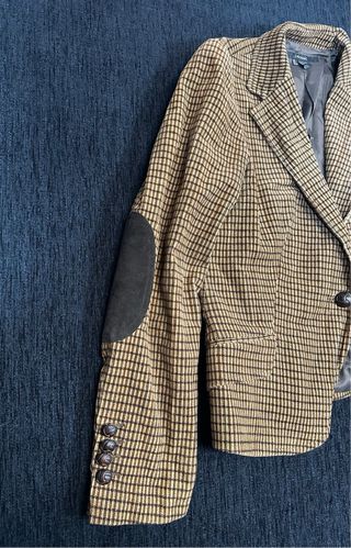 Blazer Zara cuadros marrón y amarillo Talla L