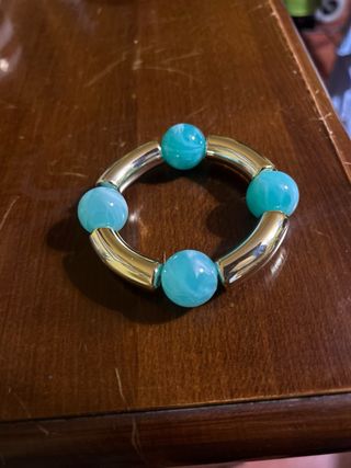 Bracciale elastico oro e turchese