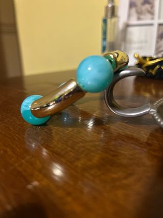 Bracciale elastico oro e turchese