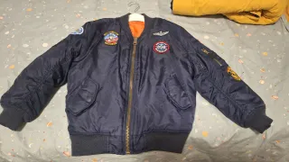 Cazadora bomber niño azul naranja talla 9/10