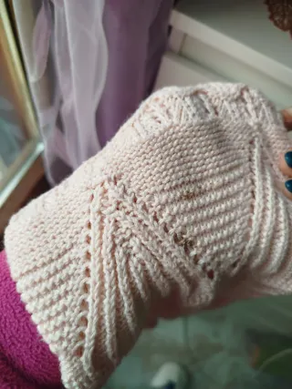 Maglioncino vintage rosa maniche lunghe cotone