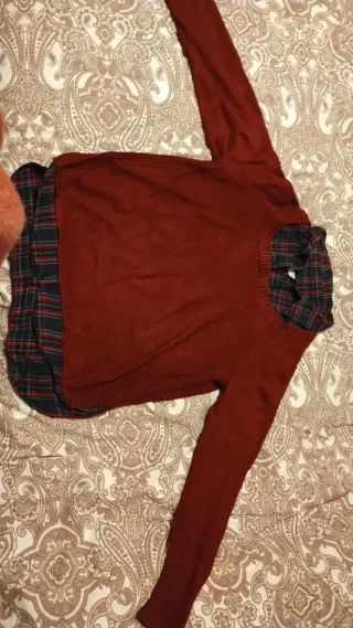 Jersey de punto con camisa de cuadros