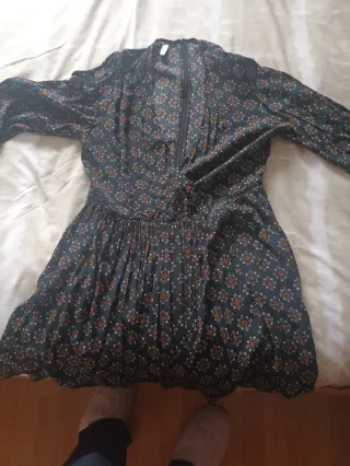 Vestido estampado negro y multicolor