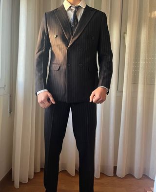 Traje Cruzado Rayas Italiano Hombre talla M