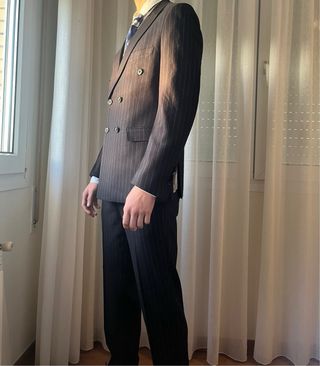 Traje Cruzado Rayas Italiano Hombre talla M