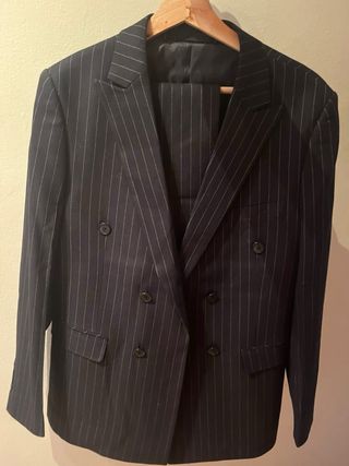 Traje Cruzado Rayas Italiano Hombre talla M