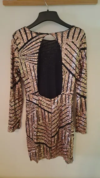 Vestido lentejuelas negro y rosa