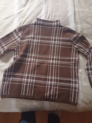 Jersey de cuadros marrón y blanco