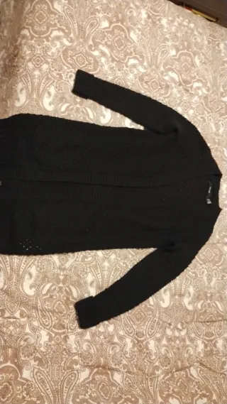 Chaqueta de punto larga negra