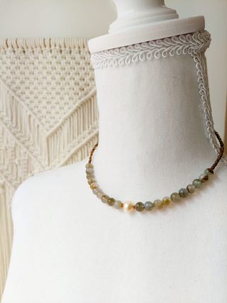 Collier in Labradorite naturale e perla di fiume