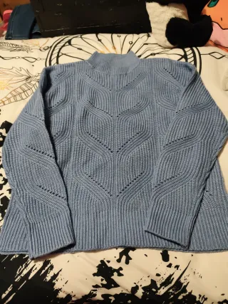 Jersey azul mujer cuello alto