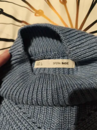 Jersey azul mujer cuello alto