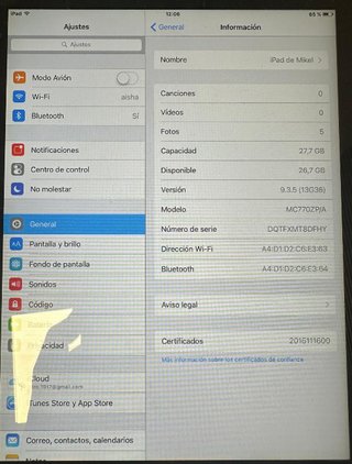 Apple iPad Air 9.7 32GB , modelo A1395, MC770ZP/A.
