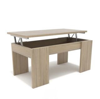 Mesa de centro elevable madera y metal color Roble
